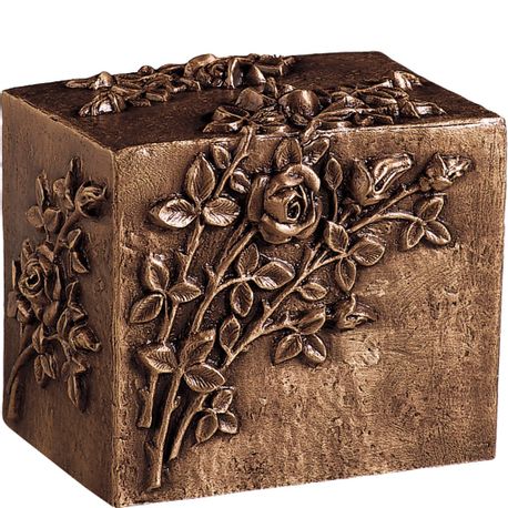 Bronze base-mounted urn - floral