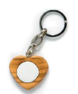 Wooden memorial key-ring with personalised porcelain heart plate