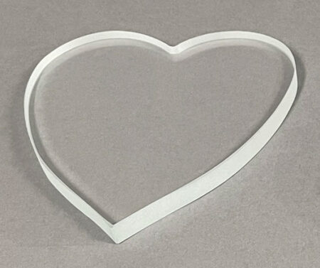 Crystal photo tile - unbeveled heart 10mm